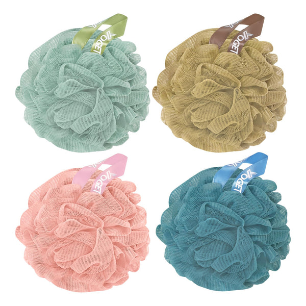 Yoget 4 Pack Shower Loofah Sponge, 60G Bath Loofa Exfoliating Body Scrubber Green
