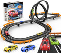 Slot-Car-Race-Track-Sets for Boys Kids, Battery or Electric Race Car Track with 4 High-Speed Slot Cars, Dual Racing Game 2 Hand Controllers