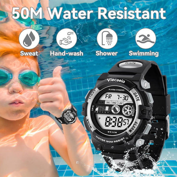 Kids Digital Watch for Boys Girls, Waterproof LED Colorful Lights Sports Watch Suitable for 5-17 Years Old Teenagers (With Gift Box)