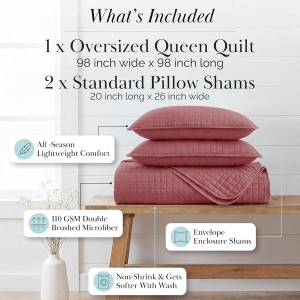 Southshore Fine Living, Inc. Queen/Full Size Quilt Bedding Set with 2 Pillow Shams, Soft Comfy Queen Coverlet/Full Size Bedspread, Machine