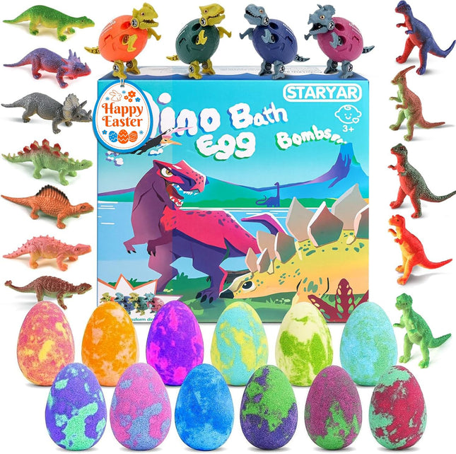 Bath Bombs for Kids with Surprise Toys inside - 16 Pack Organic Dinosaur Eggs Ba