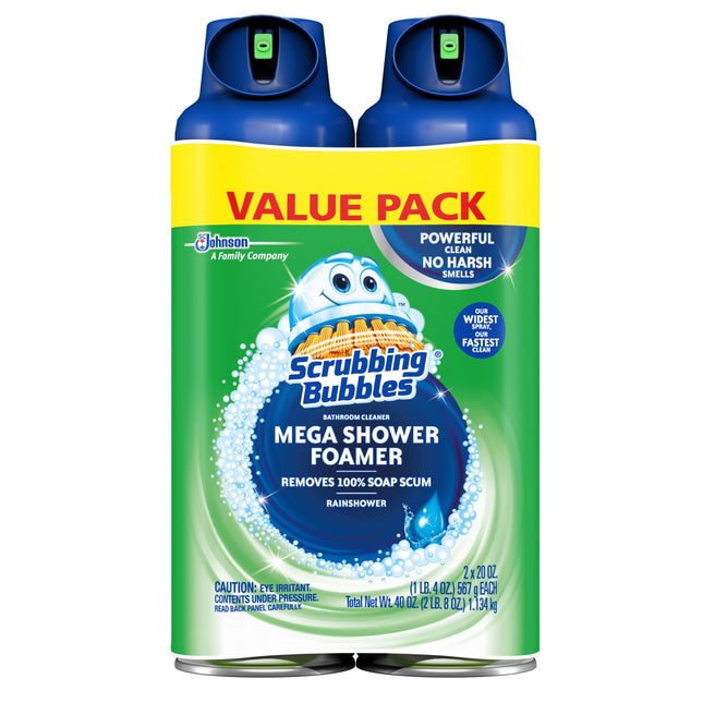 Scrubbing Bubbles Mega Bathroom and Shower Foamer Aerosol, Rainshower Scent, 20O