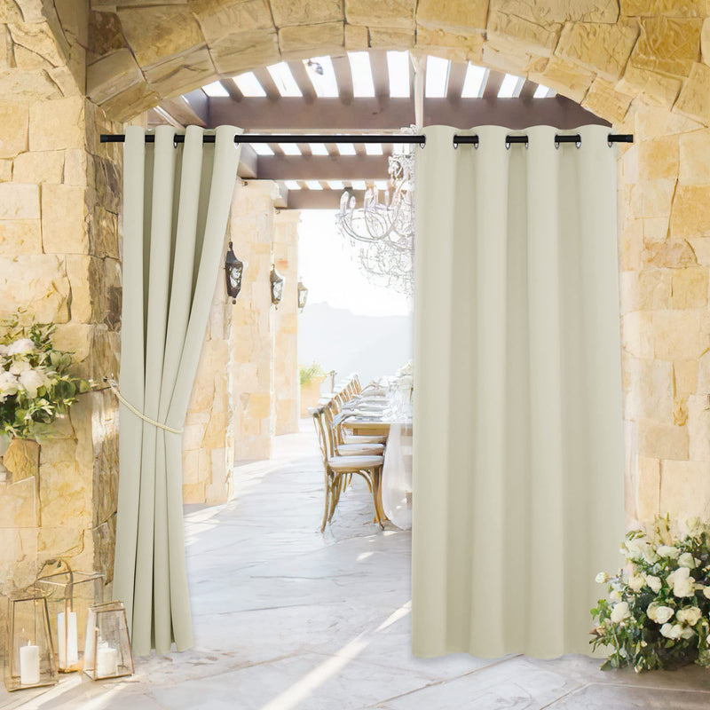 RYB HOME Outdoor Curtains for Patio Deck,Waterproof & Block Sunlight Beige 52"W x 63"L (Pack of 1)