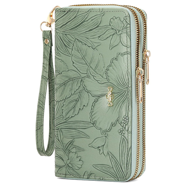 Wallet for Women Clutch Double Zip around Credit Card Holder Leather Women'S Wallet Large Capacity