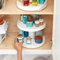 YouCopia Crazy Susan Two-Tier Turntable, Height-Adjustable Lazy Susan Organizer for Kitchen Cabinet and Pantry Organization and Storage, White Two
