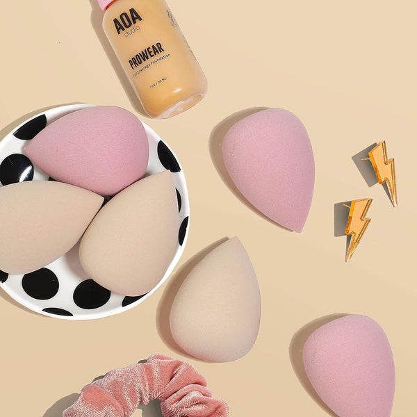 AOA Studio Collection Makeup Mochi Sponge Set Makeup Blender Latex Free and High-Definition Set of 6 Makeup Blender for Powder Cream and Liquid