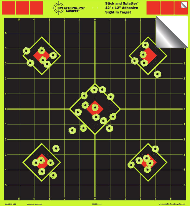 Splatterburst Targets - 12 X 12 Inch Sight in Stick & Splatter Self Adhesive Sho