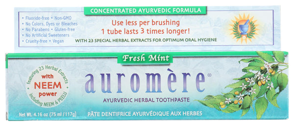 Auromere Freshmint Herbal Toothpaste (12x4.16 Oz), 2.75 Oz Fresh Mint 4.16 Ounce (Pack of 1)