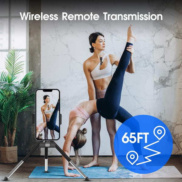 2 Pack Wireless Lavalier Microphone for iPhone iPad, Lapel Mics Plug-Play 2.4G Ultra-Low Delay Built-in Noise Reduction Chip 8H Working Time for