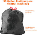 Amazon Basics Flextra Multipurpose Drawstring Trash Bags, 30 Gallon, 50 Count