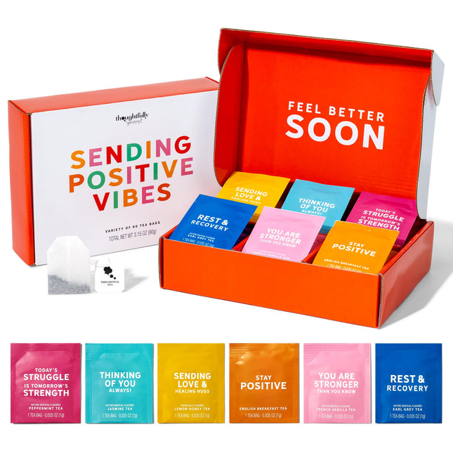 Thoughtfully Gourmet, Sending Positive Vibes Tea Gift Set, Tea Sampler Includes 