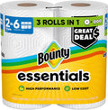 Bounty Essentials Select-A-Size Paper Towels, White, 2 Triple Rolls = 6 Regular Rolls (Packaging May Vary) Triple 2 Rolls ( 162 Sheets)