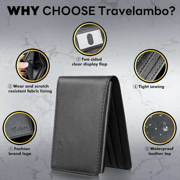 Wallet for Men, Premium Classic Mens Wallet Minimalist Slim Bifold Wallet, RFID Blocking Wallet with 10 Credit Card, 2 ID Window and 2 Cash Slots,
