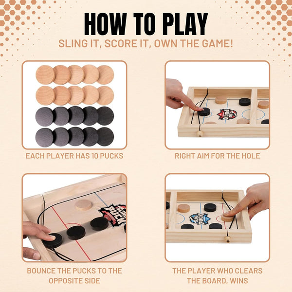 Fast Sling Puck Game - Super Winner Slingshot Puck Board Game - Sling It Shot 2 Player Hockey Table for Kids, Teen and Adults - Christmas Indoor