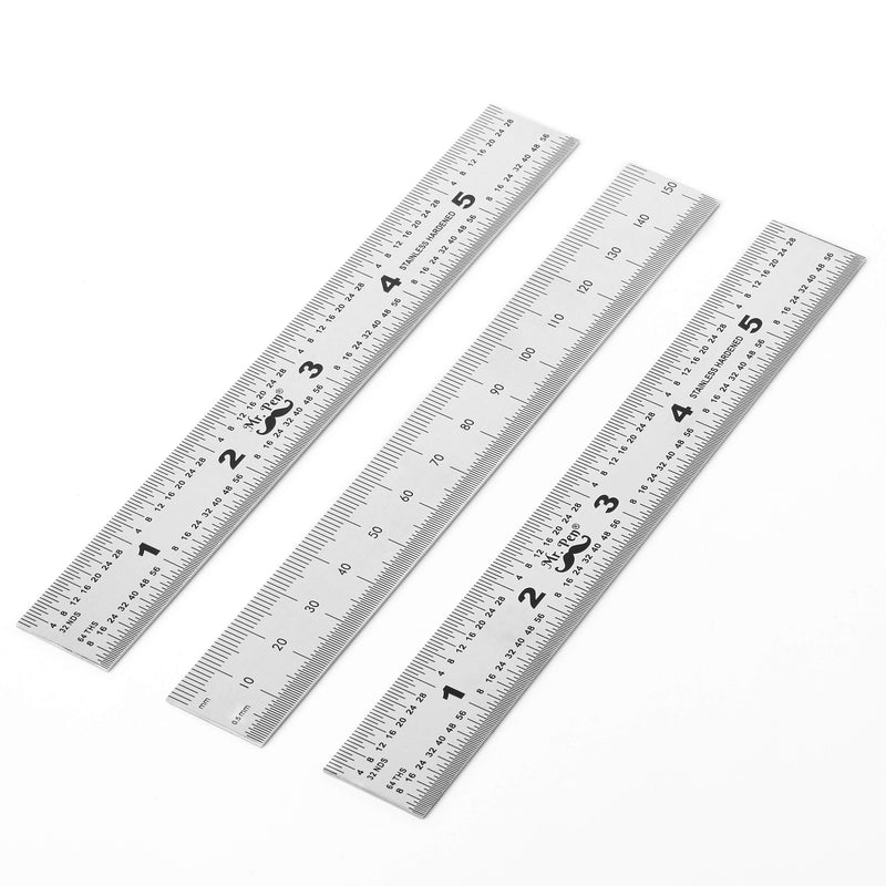 Mr. Pen- Machinist Ruler, 3 Pack, Metric, Precision, Stainless Steel, 6 Inch