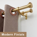 Modern Double Curtain Rods, Warm Gold Curtain Rod 72-144 Inch Length Drapery Rods with Simple Decorative End Caps 1 Inch Front and 5/8 Inch