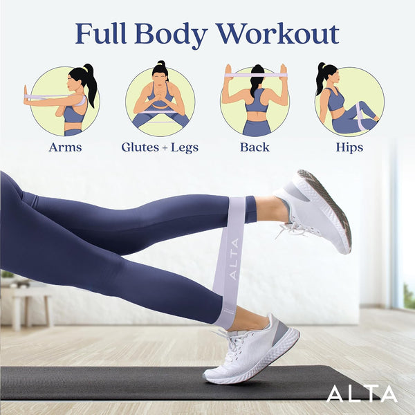 ALTA Mini Loop Bands for Exercise - Premium Durable Latex - Small Resistance Bands for Women, Booty Bands for Working Out, Leg Stretch Loops for
