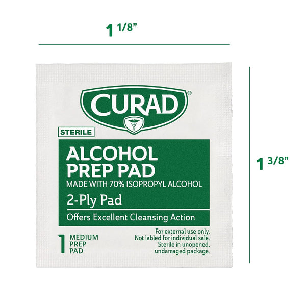 CURAD Alcohol Prep Pads (Pack of 4 Boxes) | 400 Pieces of Medium Isopropyl Alcohol Wipes Individually Wrapped | First Aid Alcohol Swabs for Cuts &