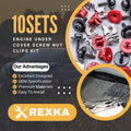 Rexka 10 Sets T30 Engine Splash Shield Guard Undertray Cover Screws Bolt Nut Clip Kit Compatible with Ford Focus Fusion Escape Explorer C-Max