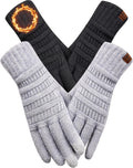 REACH STAR 2 Pairs Winter Gloves for Women - Upgraded Touch Screen Warm Knit Gloves Cold Weather, Soft Fleece Lining Elastic