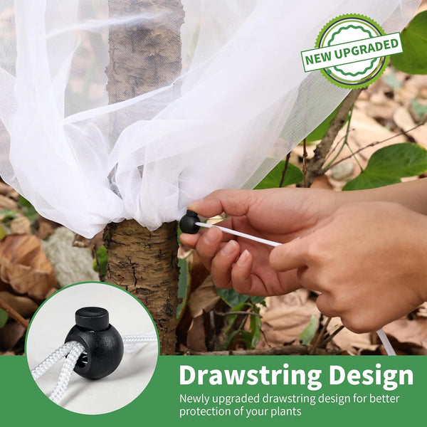 Garden Mesh Netting with Drawstring,Plants Cover Protection from anti Birds,Bugs,Cicadas,And Insects-Pest Barrier Bag for Blueberry