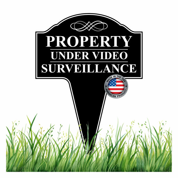 Property under Video Surveillance Sign, Metal 24 Hour Surveillance Sign, Video Monitor Sign for Outdoors, Protected by Video Surveillance Outdoor