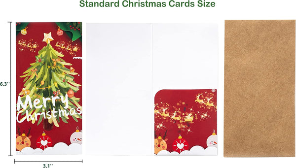 Christmas Money Cards with Kraft Envelopes - 24 Money Holder Christmas Cards with 24 Kraft Envelopes 24 Festive Holiday Stickers-6 Designs
