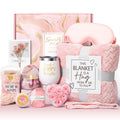 Birthday Gifts for Women Self Care Gifts Get Well Soon Gifts, Rose Relaxing Spa Gifts Basket Care Package W/ Luxury Flannel Blanket, Unique