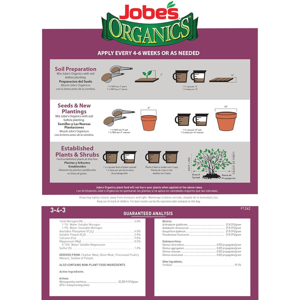 Jobe's Organics Granular Rose Fertilizer, Organic Plant Fertilizer for Rose, Hydrangea, Hibiscus, Azalea, and Other Flowering Shrubs, 4 lbs Bag