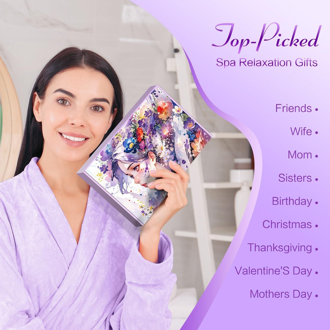 Birthday Gifts for Women, Aoen Unique Spa Relaxation Self Care Gifts for Women Friendship, Best Friend, Mom, Wife, Sister, 8P Purple Get Well Soon Gift Baskets for Christmas, Valentines, Mothers Day