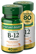 Nature's Bounty Vitamin B12, Quick Dissolve Vitamin Supplement, 40 Tablets Unflavored 40 Count (Pack of 2)
