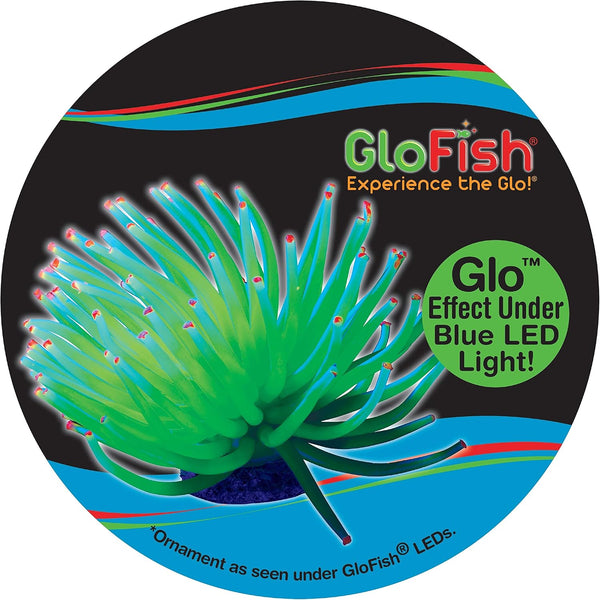 GloFish Yellow Anemone Ornament, Detailed Aquarium Ornament, Creates A Glowing Effect One Size Fits All Large - Yellow