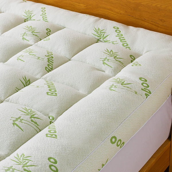 Bamboo_Viscose Mattress Topper Twin Size, Cooling Extra Thick Breathable Mattress pad, 8-21”Deep Pocket Soft Quilted Fitted Mattress Cover with