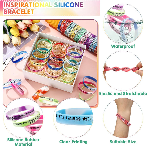 36 Pcs Mental Health Awareness Month Wristbands Bulk Motivational Rubber Bracelets Positive Silicone Bracelets Mental Health Gifts for Office