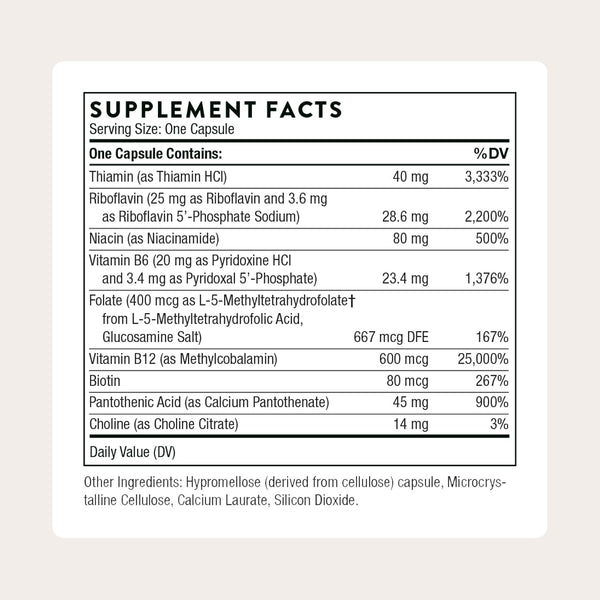 THORNE B-Complex 2 - Vitamin B Complex with Active B12 and Folate - 60 Capsules