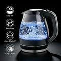 OVENTE Electric Kettle, 1.5L Borosilicate Glass Countertop Water Heater and Boiler for Coffee or Tea, BPA-Free, Auto Shut-Off, Boil-Dry