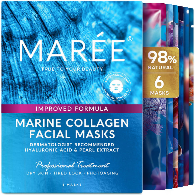 MAREE Collagen Facial Mask with Hyaluronic Acid - Sheet Face Masks Skincare with