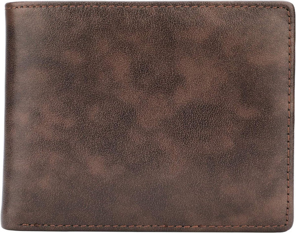 Wallet for Men-Genuine Leather RFID Blocking Bifold Stylish Wallet With 2 ID Window Galaxy Style Coffee