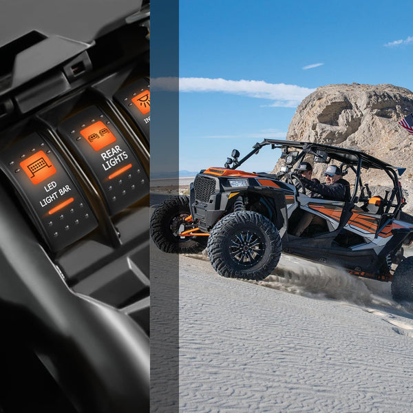 Nilight UTV LED Light Bar Rocker Switch on off 5 PIN SPST Lights Switches W/Orange Backlit 12V 24V Toggle Compatible for Polaris RZR Can-Am Atvs