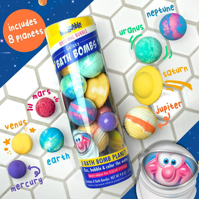 Mr. Bubble Galaxy Bath Bombs, Signature Bubblegum Scent, Set of 8 Different Bath