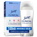 Secret Clinical Strength Antiperspirant Deodorant for Women, 3X Stress Protection, 72Hr Sweat & Odor Protection, PH Balancing Minerals, Invisible