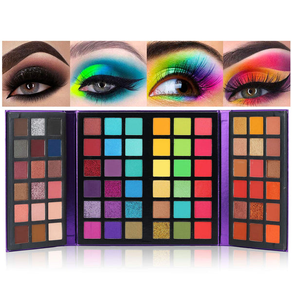 72 Colors Ultra Secret Eyeshadow Palette, 4 In1 Color Board Matte Shimmer Glitter Nude Natural All in One Makeup Palette Blendable Pigmented Make