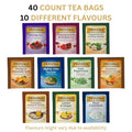 Twinings Herbal Caffeine-Free Tea Bags Sampler, Assortment Variety Pack (40 Count) 10 Different Flavors for Tea Lovers: Her, Him, Women, Men,