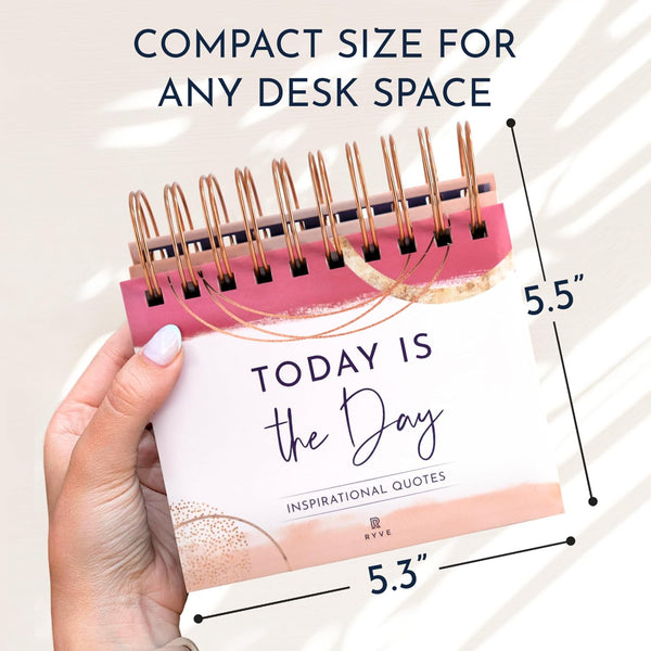 Motivational Desk Calendar with 366 Daily Quotes, New Job Gifts for Women Pink - Motivational