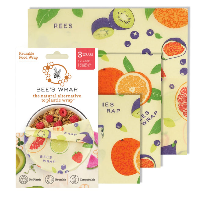 Bee'S Wrap Beeswax Wraps for Food - Fresh Fruit 3 Pack (S, M, L) Made in USA Reu