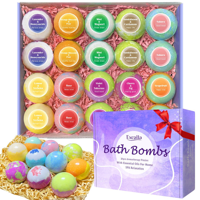 Bath Bombs for Women, 20 Pcs Handmade Bubble Bathbombs Gift Set, Shea & Coco But