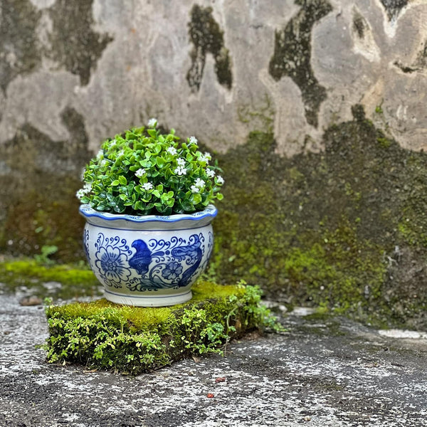 HakkaGirl Blue and White Planters, Succulent Pots Ceramic Plant Pots Indoor with Drainage for Home Décor - Set of 3 Blue and White - Art Decor Set