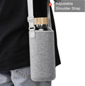 50 Oz Glass Water Bottle Wide Mouth with Time Markers, Bamboo Lid, Neoprene Sleeve Bpa Free