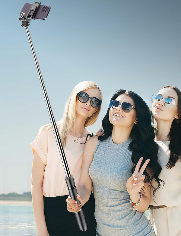 71" Phone Tripod & Selfie Stick, All in One Extendable Cell Phone Tripod with Wireless Remote, Tripods Stand for iPhone & Travel Selfie Stick 360°