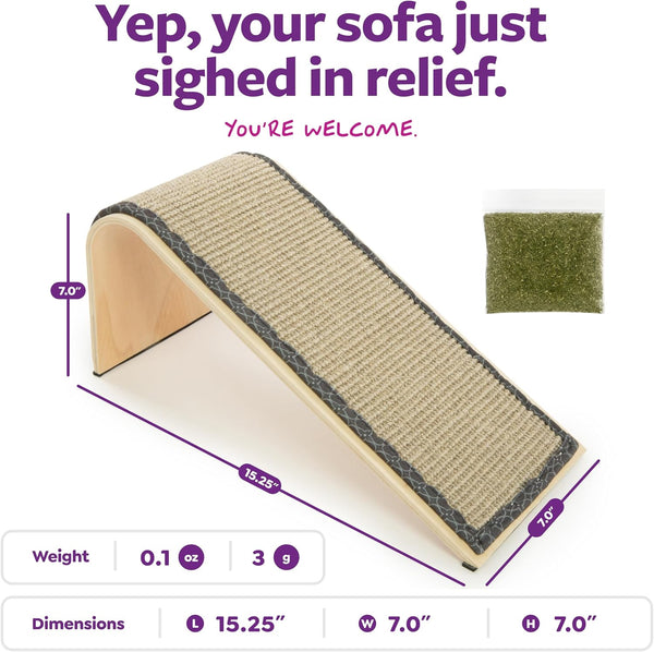 SmartyKat Sisal Angle Ramp Cat Scratcher, Natural Woven Sisal Surface & Stable Wooden Structure with Organic Catnip Angle Scratcher - Sisal One Size